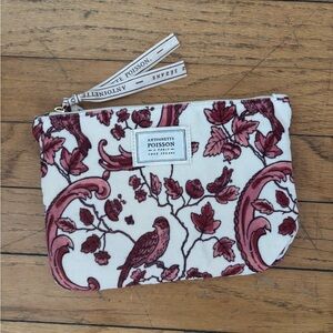 Sezane Antionette Poisson Velvet Zippered Pouch NWOT